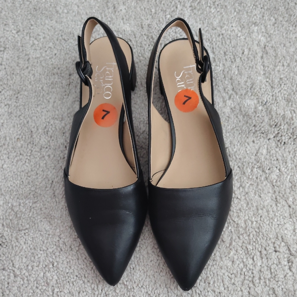 Franco Sarto Black Pointed Slingback Heels